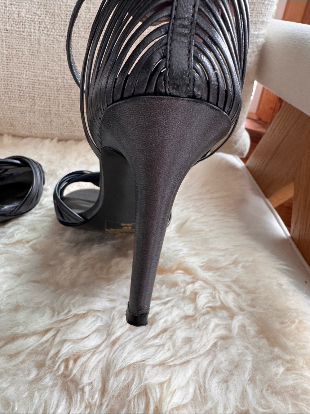 Lauren Ralph Lauren light Metallic Pewter Strappy Ankle‑Strap Heels - Picture 3 of 6